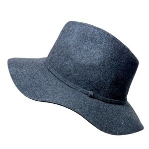 J Crew Factory Women Gray Wool Fedora Wide Brim Hat M/L